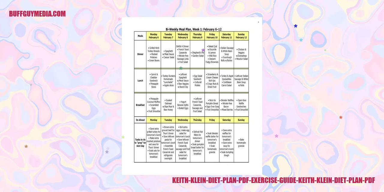Keith Klein Diet Plan PDF Exercise Guide