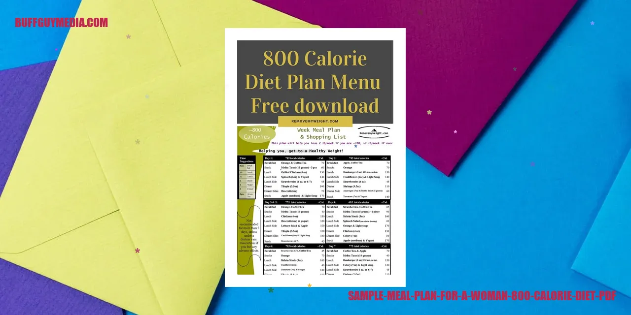 Sample Meal Plan for a Woman 800 Calorie Diet